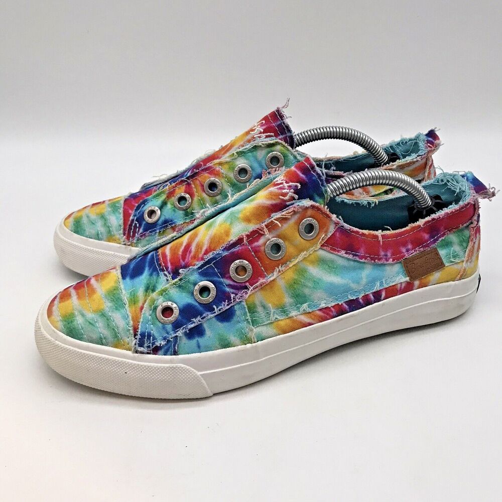 Blowfish Malibu Distressed Shoes Women's 8 Tie-Dye Canvas Slip On Sneakers 0951